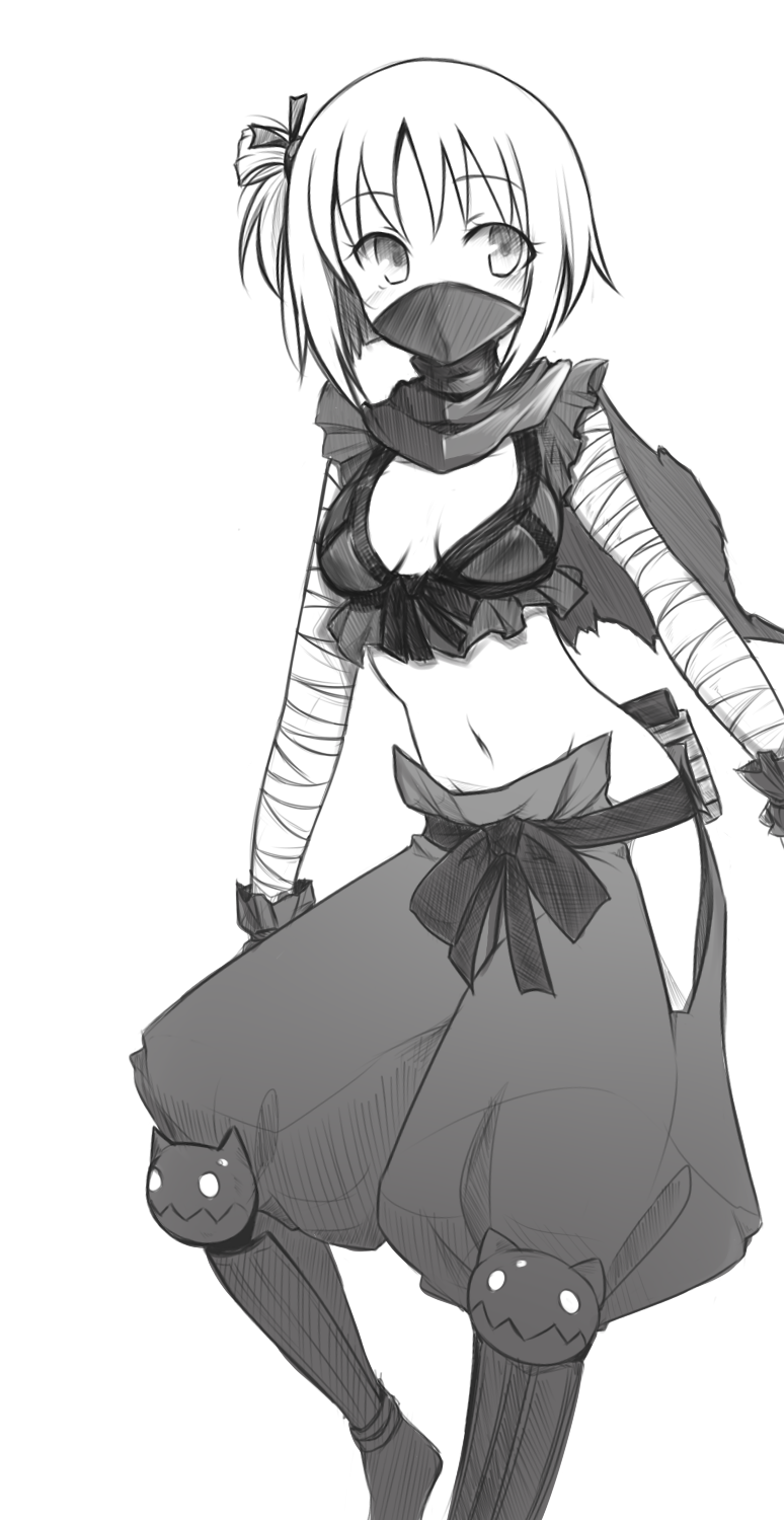 bandage, bandages, breasts, cosplay, disgaea, drawfag, greaves, hair_ribbon