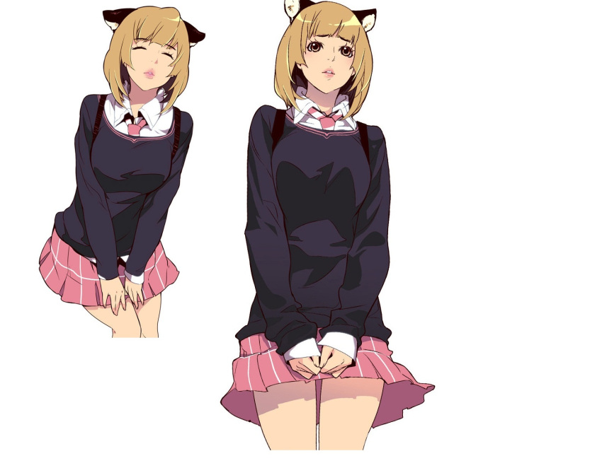 animal_ears, arunafeltz, blonde_hair, choi_dal_dal, girls_of_the_wild's, short_hair, skirt, white, yellow_eyes