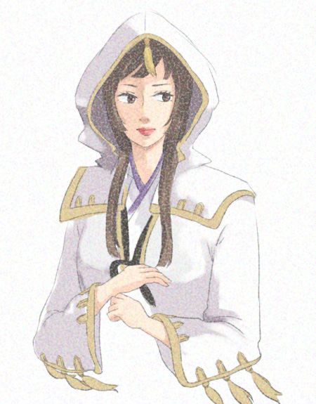 aya_gozen, black_eyes, black_hair, female, hood, long_hair, robe, sengoku_musou
