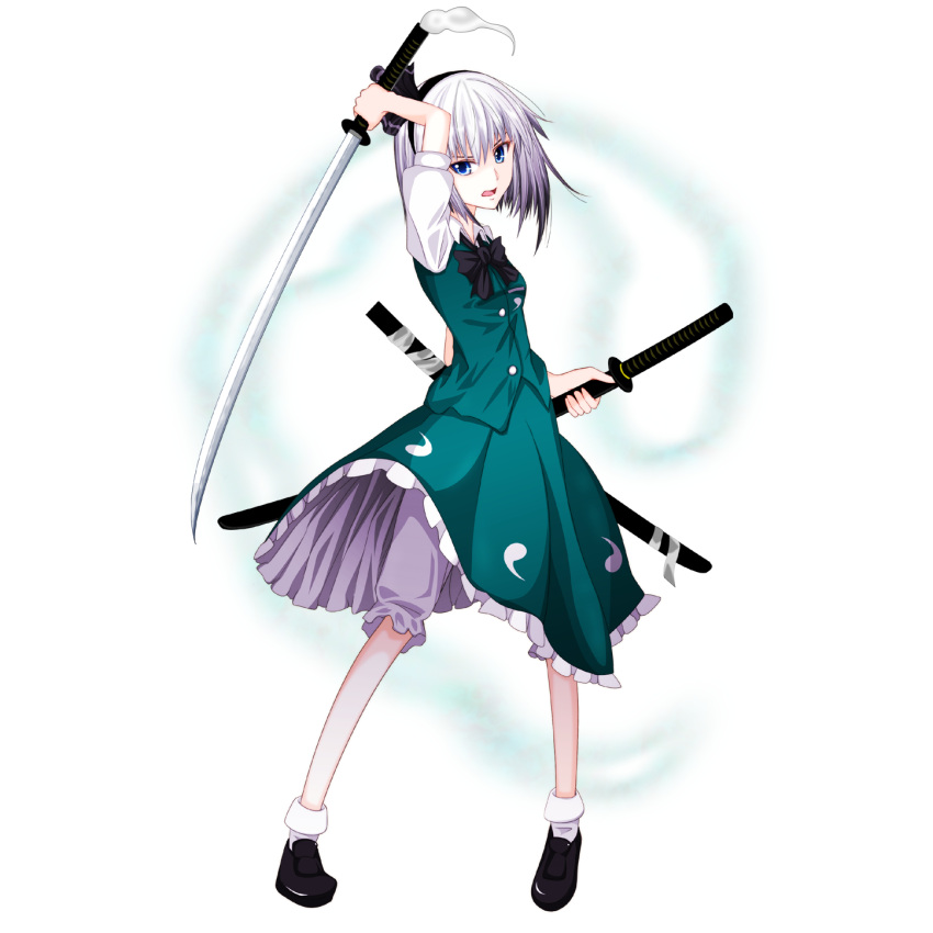ghost, hairband, highres, katana, konpaku_youmu, konpaku_youmu_(ghost), myon, shichouson