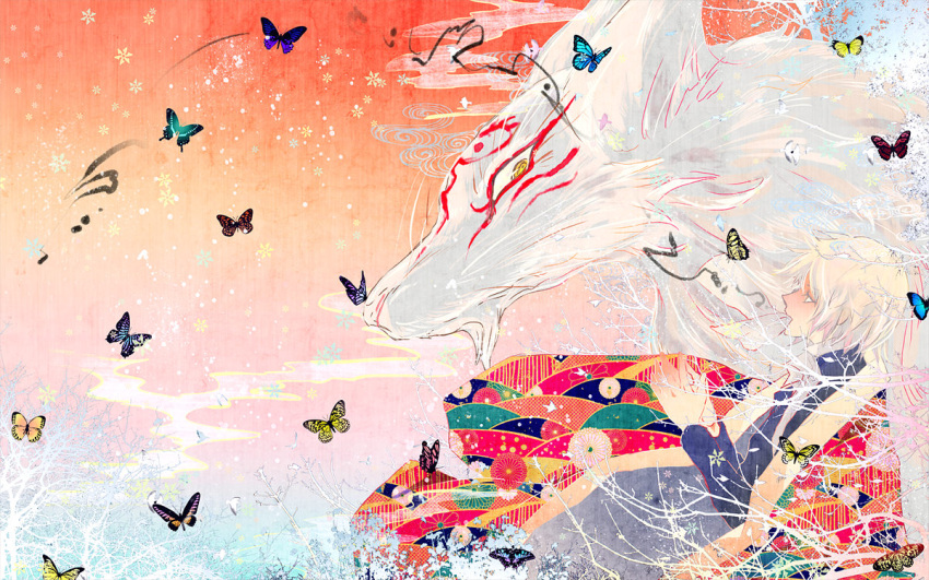amaterasu, butterfly, madara_(natsume_yuujinchou), natsume_takashi, natsume_yuujinchou, robin7188