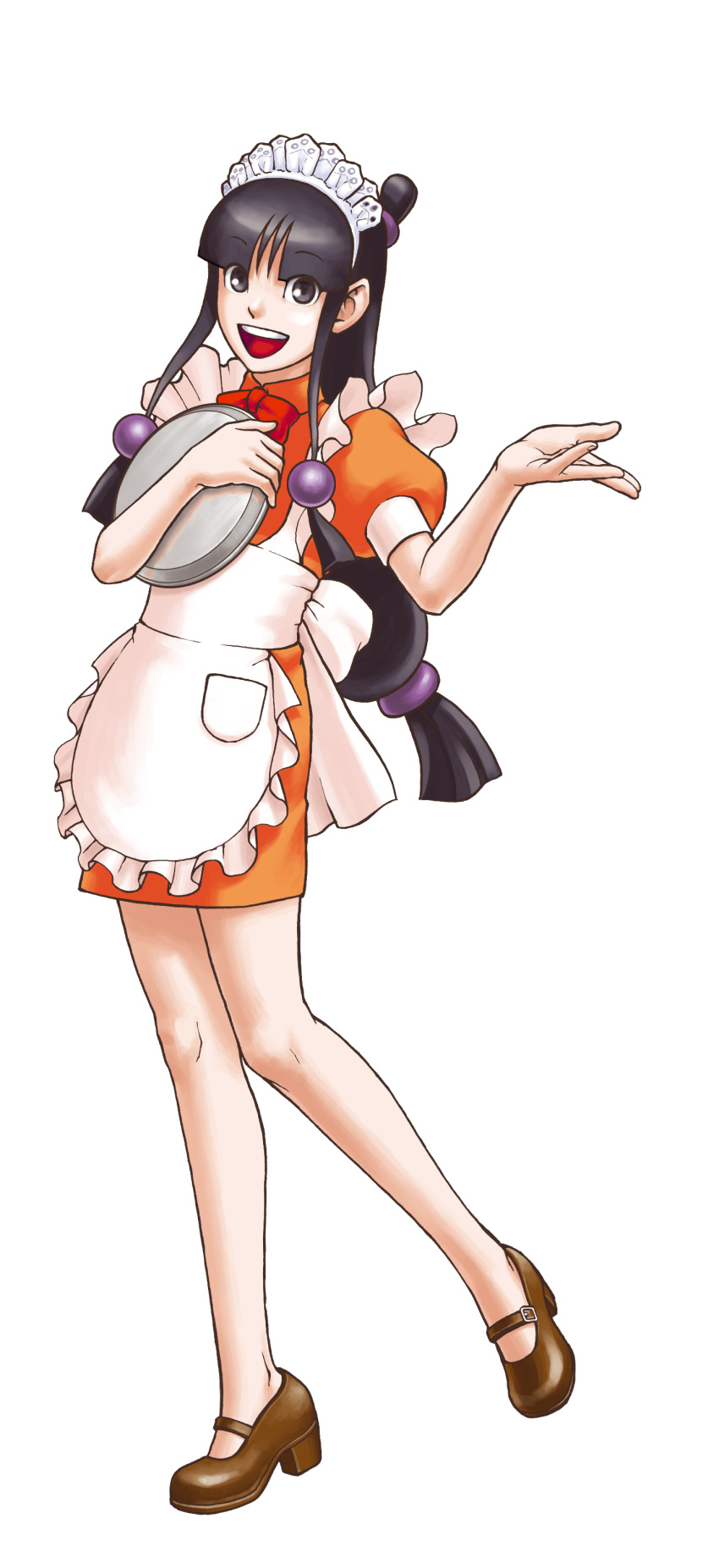 apron, ayasato_mayoi, black_eyes, black_hair, dress, edayan, game, gyakuten_saiban