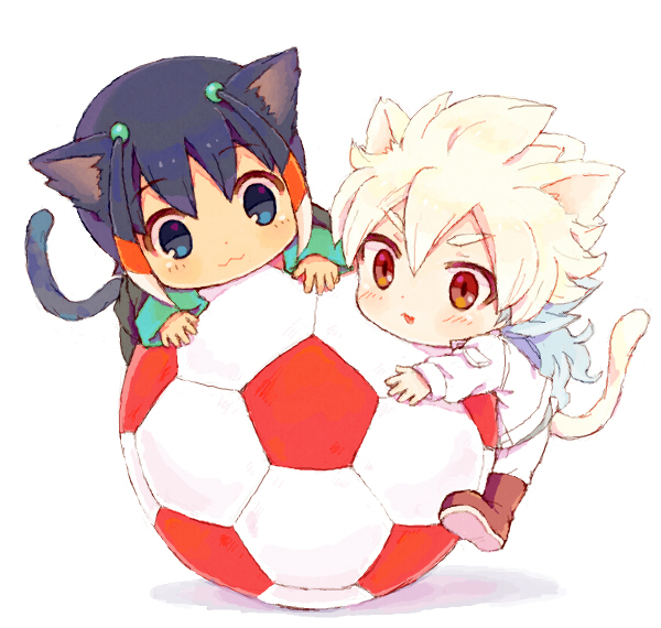 :3, animal_ears, ball, blush, cat_ears, cat_tail, hakuryuu_(inazuma_eleven), inazuma_eleven