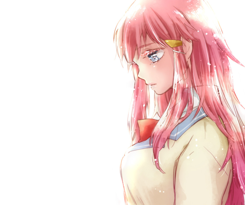 blue_eyes, blush, female, hair_ornament, hairclip, katou_marika, long_hair, looking_down