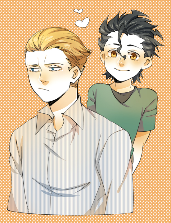 ahoge, black_hair, blonde_hair, blue_eyes, canislatrans, casual, child, fate/zero