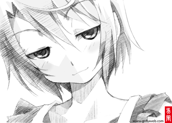 blush, gofu, head_tilt, monochrome, sankarea, saouji_ranko, short_hair, solo