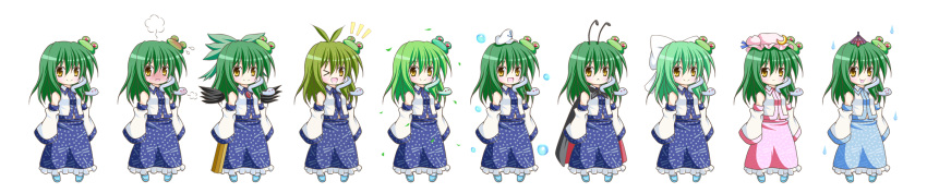 >_<, ahoge, alternate_color, antennae, arm_cannon, blush, bow, bubble