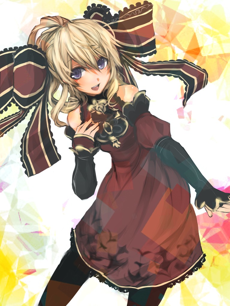 blonde_hair, blue_eyes, bow, detached_sleeves, dress, fantasy_earth_zero, hair_bow, looking_at_viewer