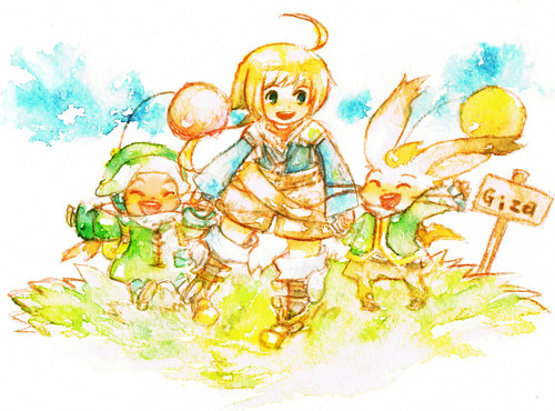 1boy, ahoge, ami, animal_ears, blonde_hair, boots, bunny_ears, final_fantasy