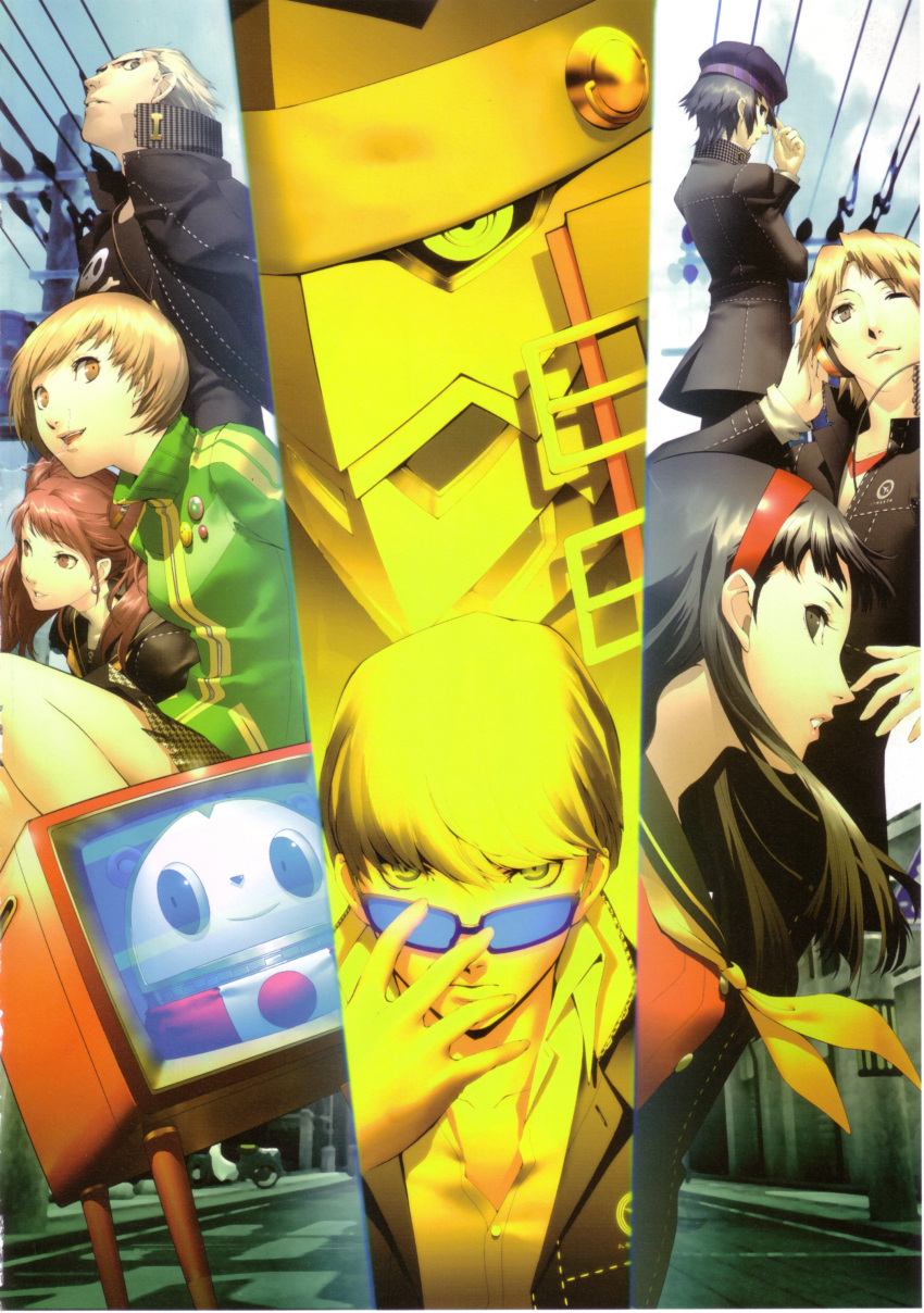 amagi_yukiko, artbook, everyone, glasses, hanamura_yousuke, highres, izanagi, kujikawa_rise