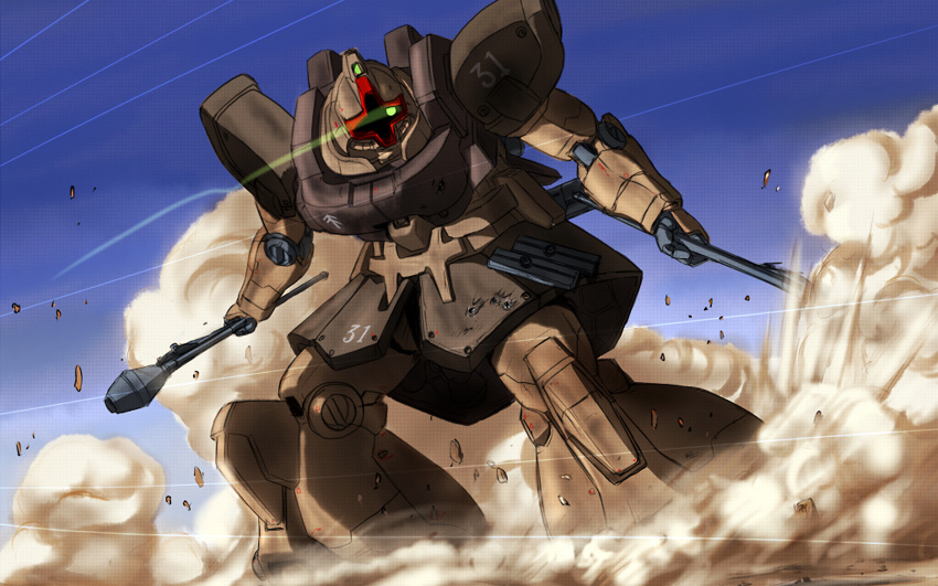 desert, dom, dom_tropen, gundam_0083, mecha, mobile_suit, mobile_suit_gundam, panzerfaust