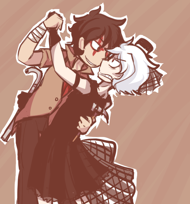 .flow, black_dress, black_hair, dress, hammer, nightmargin, sabitsuki, smile_(.flow)