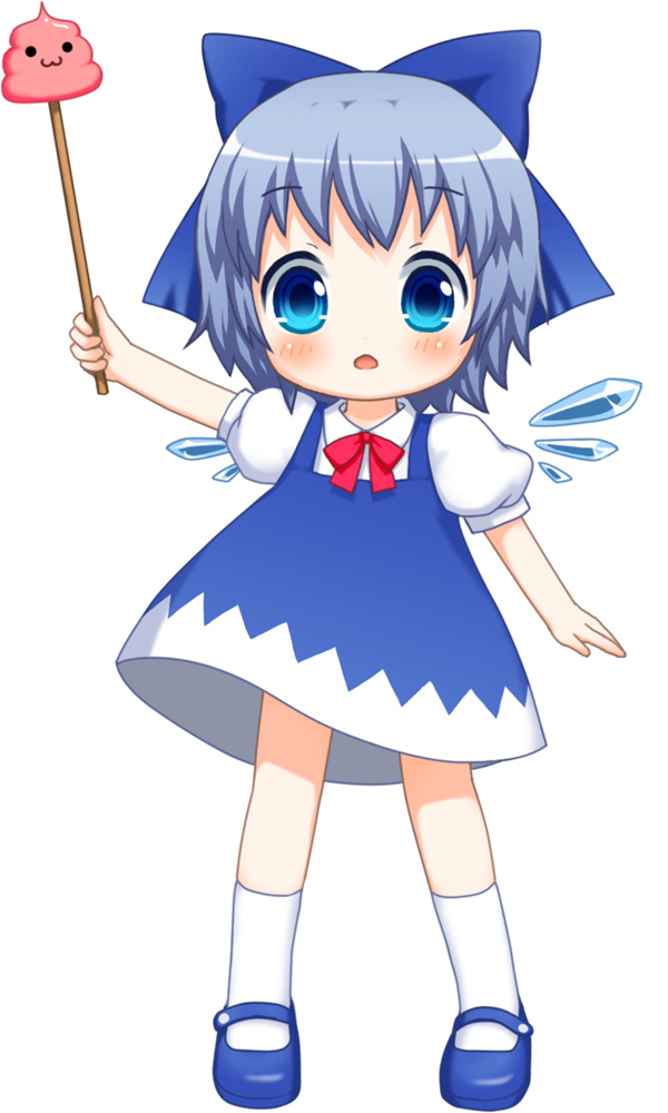:3, bebelona, blue_eyes, blue_hair, child, cirno, dress, hair_ribbon