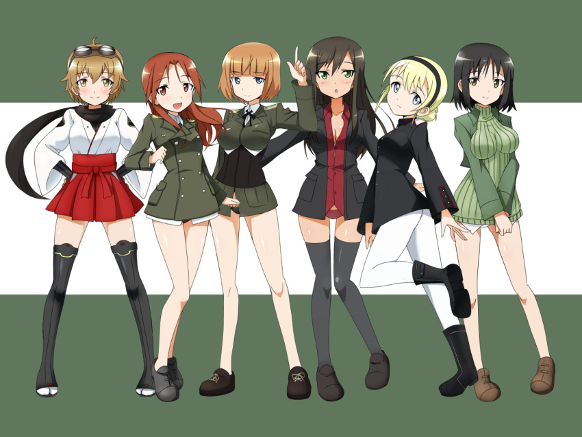 black_hair, blonde_hair, blue_eyes, breasts, brown_eyes, brown_hair, cleavage, federica_n_doglio