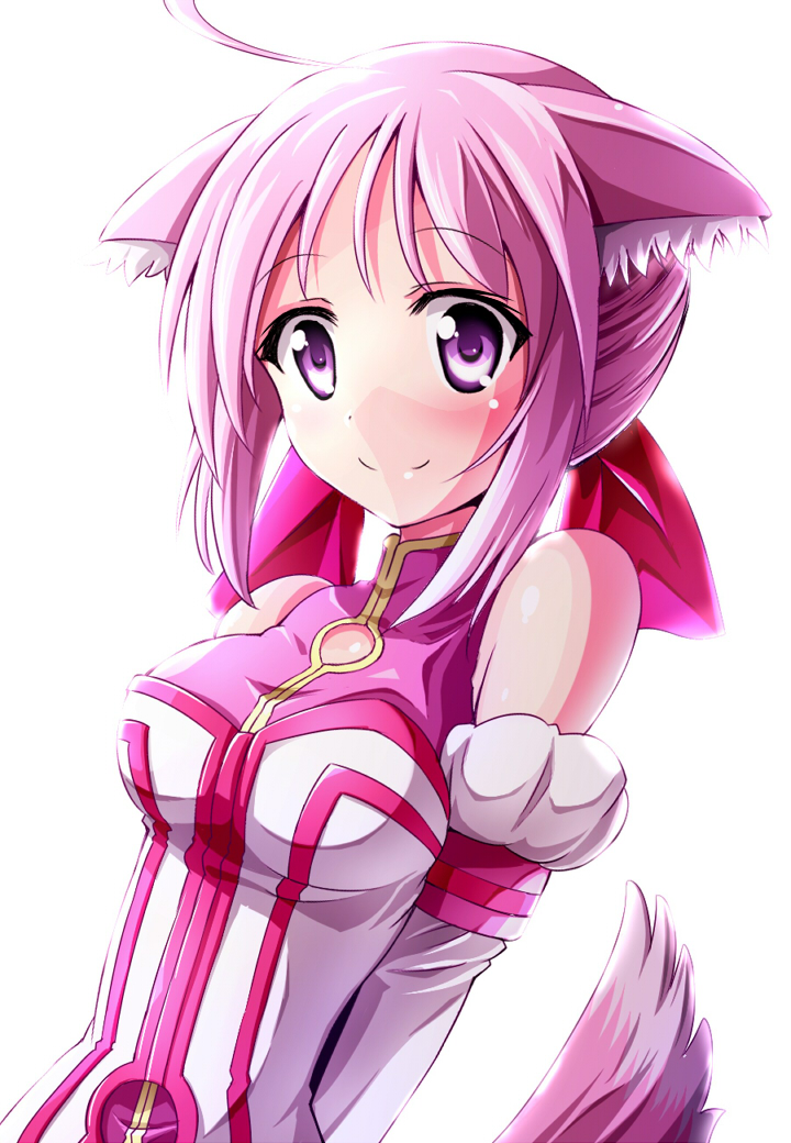 1girl, ahoge, animal_ears, bare_shoulders, dog_days, dog_ears, dog_tail, kayama_kenji