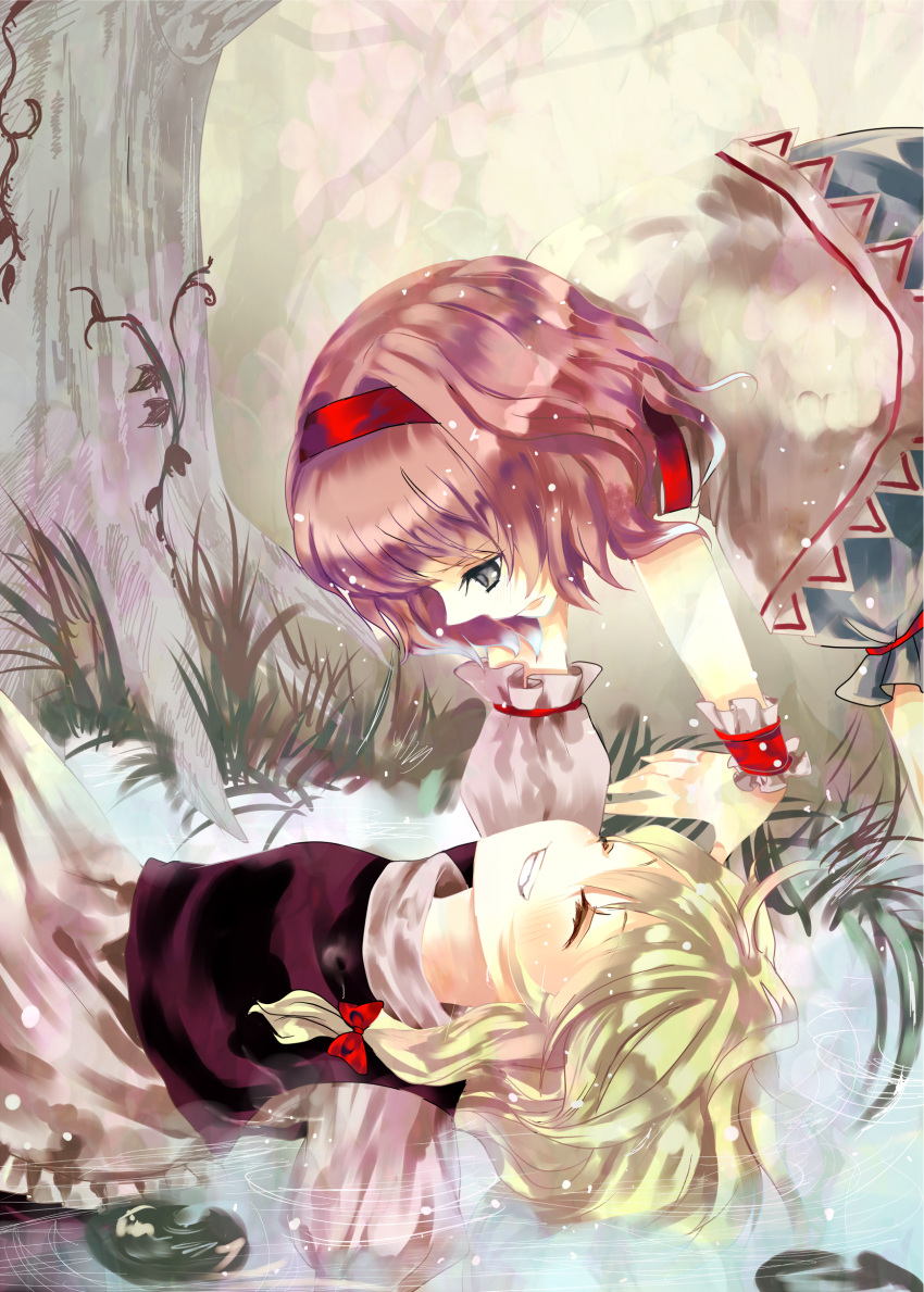 absurdres, alice_margatroid, blonde_hair, closed_eyes, eyes_closed, grin, hairband, highres