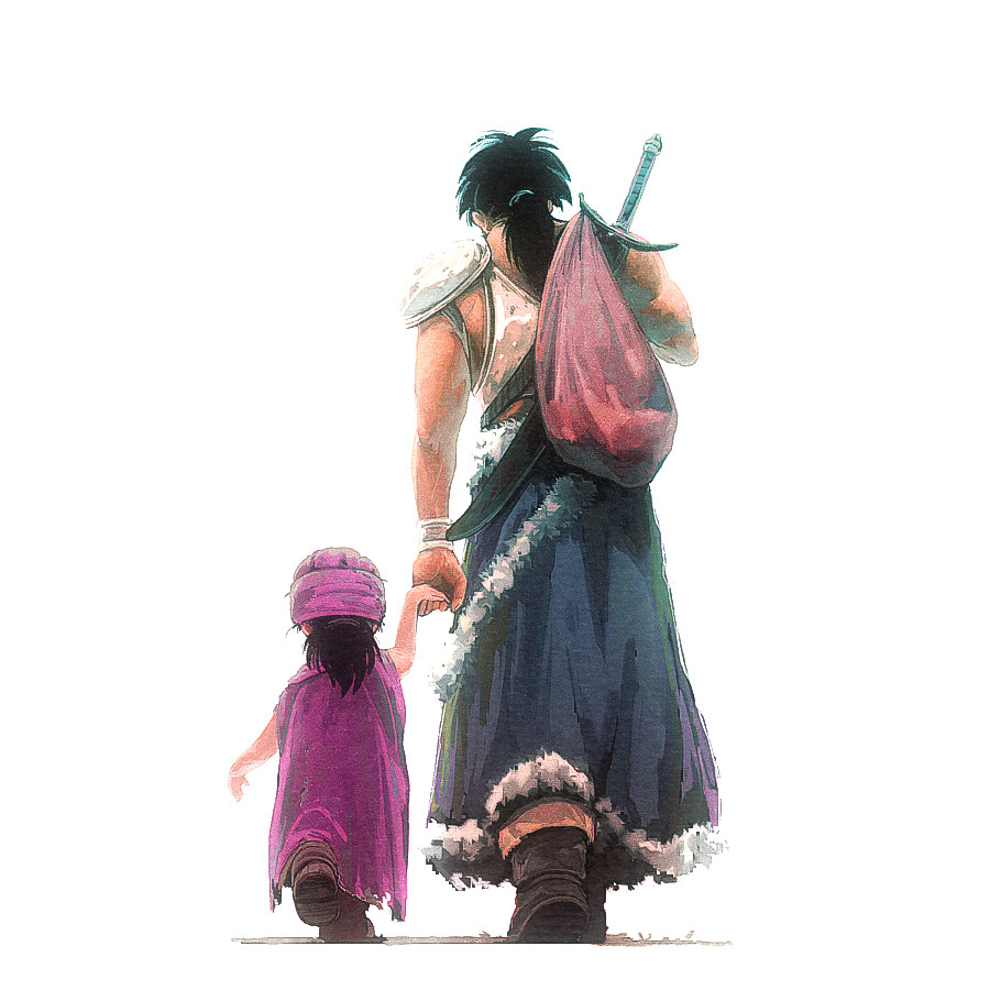 age_difference, armor, black_hair, boots, child, dragon_quest, dragon_quest_v, father_and_son