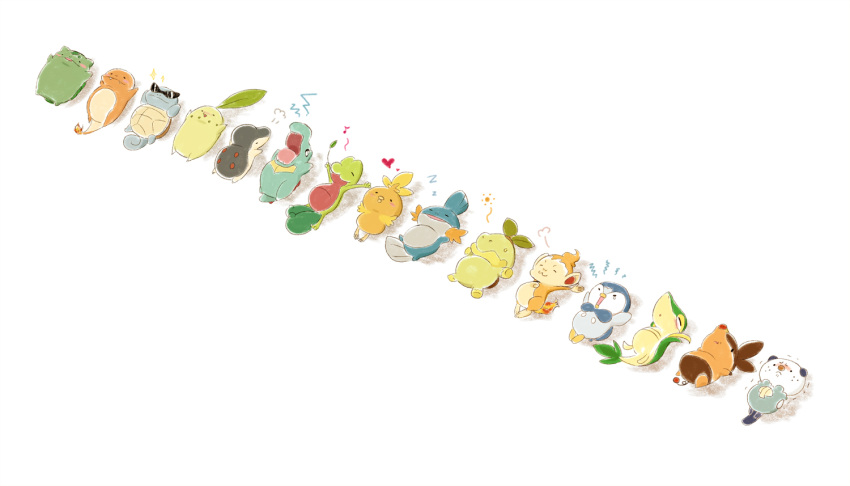charmander, chikorita, chimchar, creature, cyndaquil, everyone, fire, fuki_raito