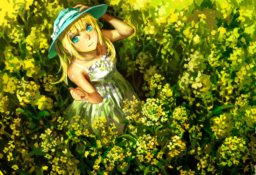 dress, flower, hat, highres, jewelry, lost_and_found_(vocaloid), necklace, smile