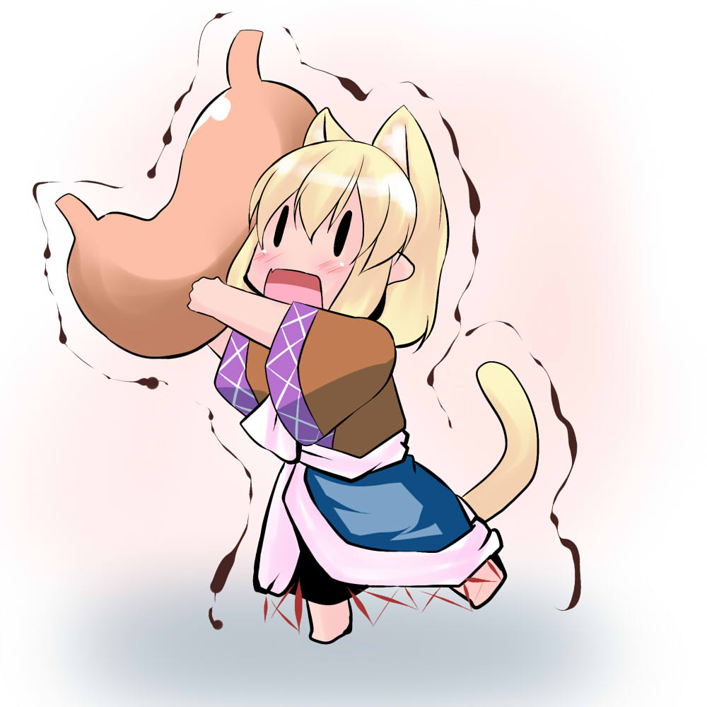 animal_ears, blonde_hair, blush, cat_ears, cat_tail, chibi, hoshizuki_(seigetsu), kidney