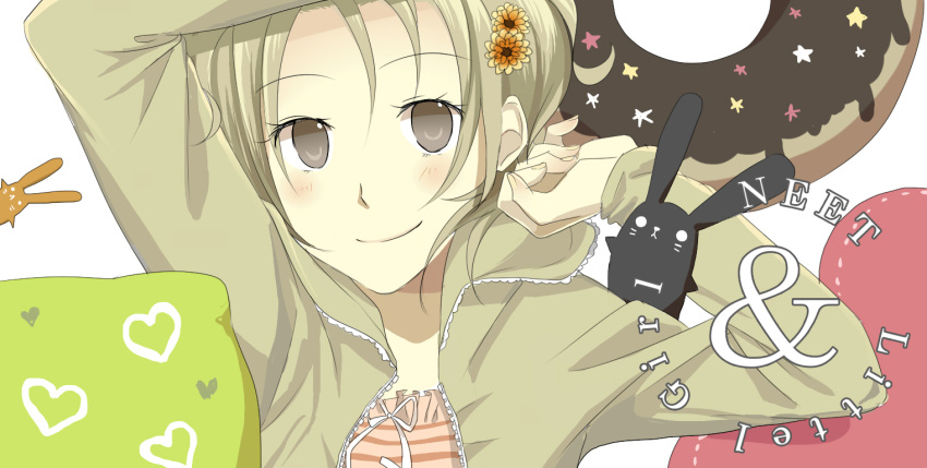 blush, brown_eyes, brown_hair, bunny, close, food, kiyoshi_hara, original