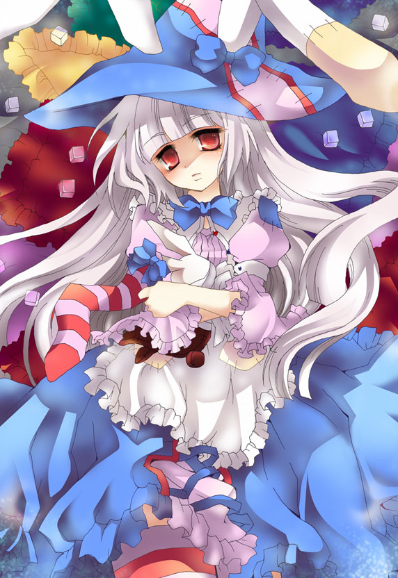 apron, bow, bunny, bunny_ears, cube, dress, frills, hat