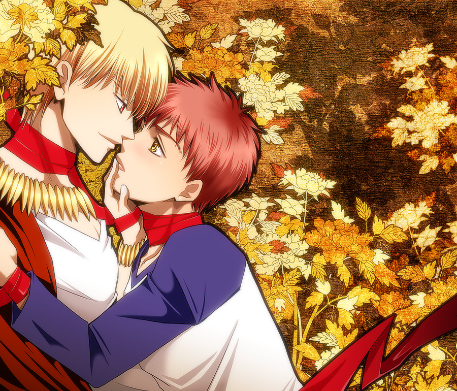 blonde_hair, emiya_shirou, fate/stay_night, fate/zero, fate_(series), gilgamesh, jewelry, male