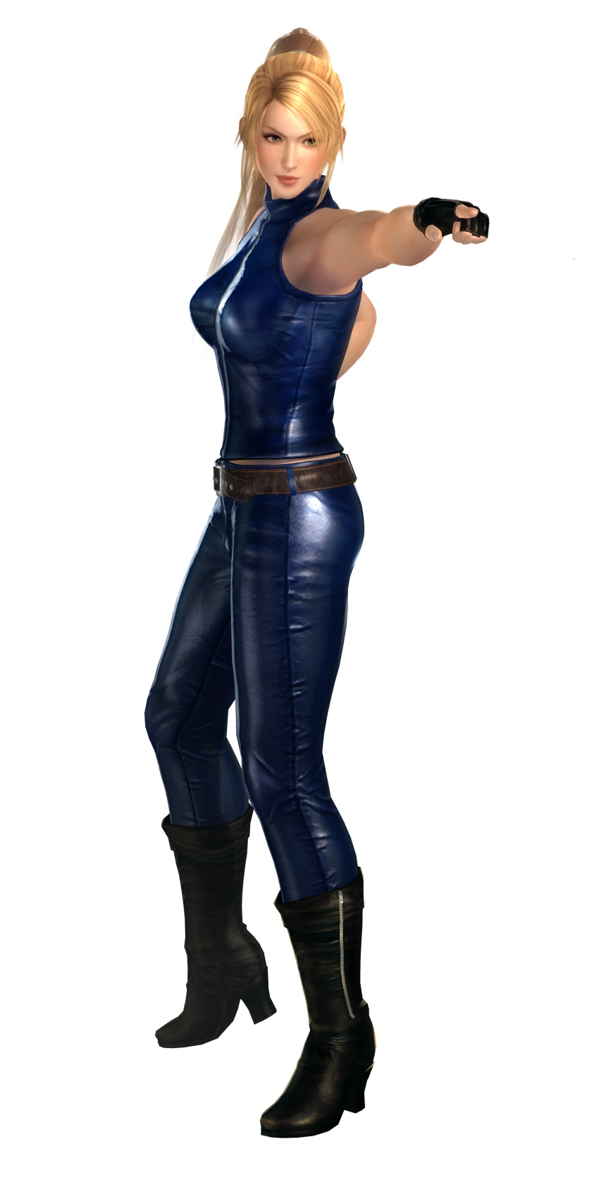 blonde_hair, dead_or_alive, dead_or_alive_5, fingerless_gloves, highres, official_art, sarah_bryant, virtua_fighter