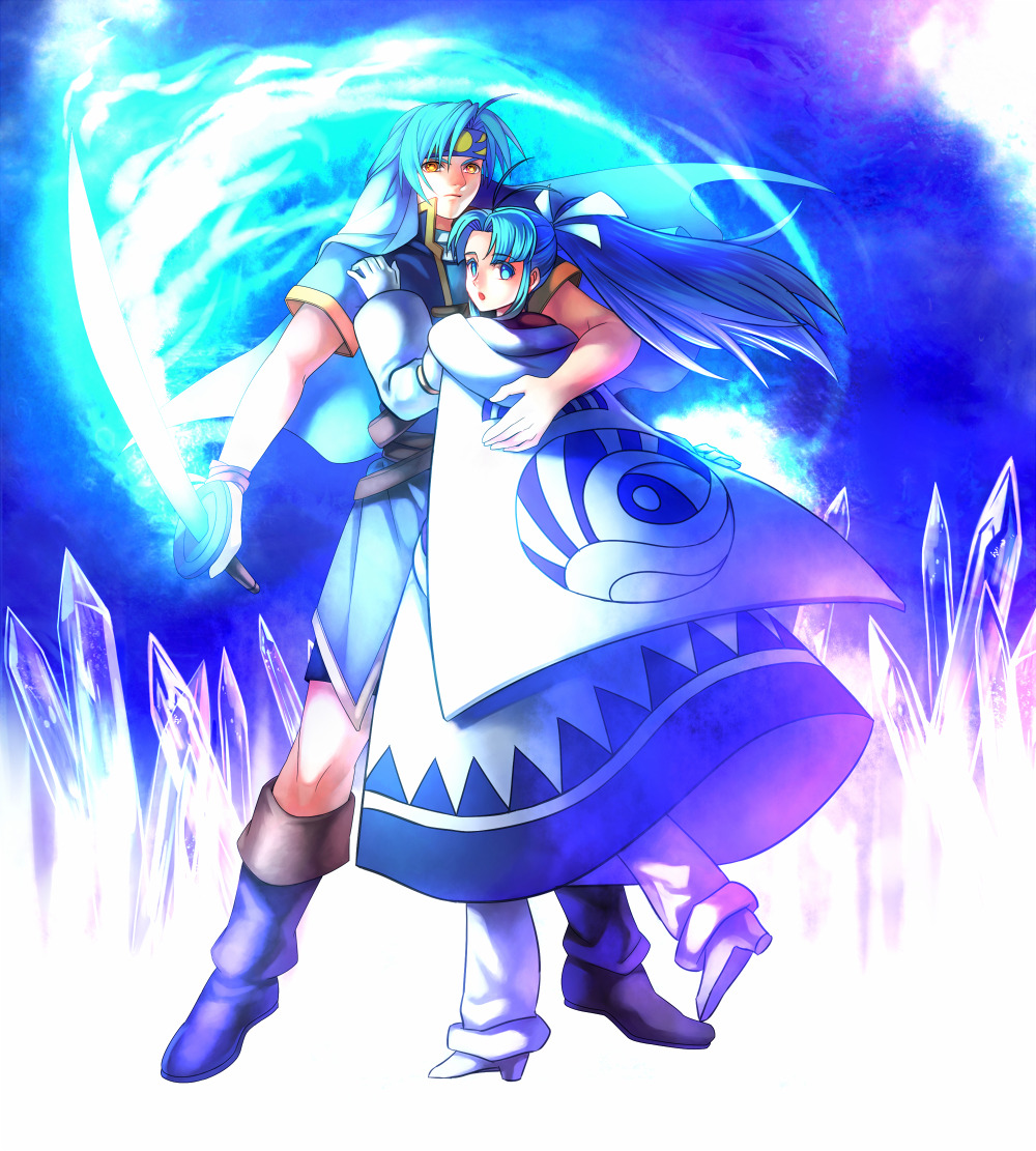 1girl, aura, blue_eyes, blue_hair, boots, bracelet, cape, cloud