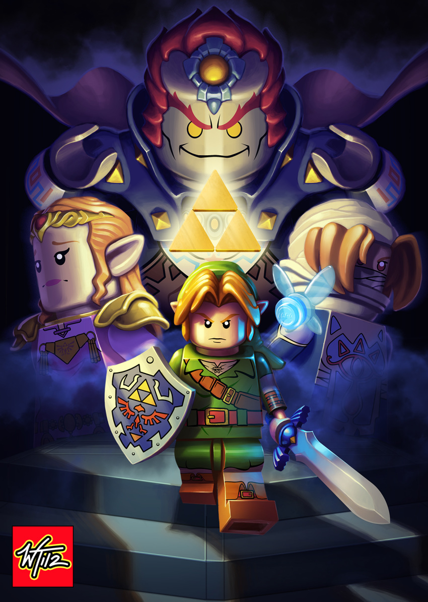 ganondorf, lego, link, navi, nintendo, ocarina_of_time, pointy_ears, princess_zelda, shield, sword, the_legend_of_zelda, triforce, weapon, wes_talbott