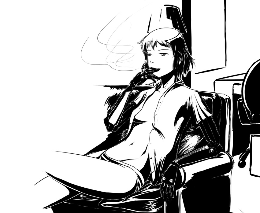 adam_jensen, amputee, cigarette, couch, crossover, cyberpunk, cyborg, deus_ex