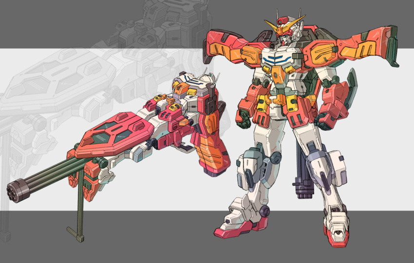 gun, gundam, gundam_heavyarms, gundam_wing, kuramochi_kyouryuu, mecha, no_humans, weapon