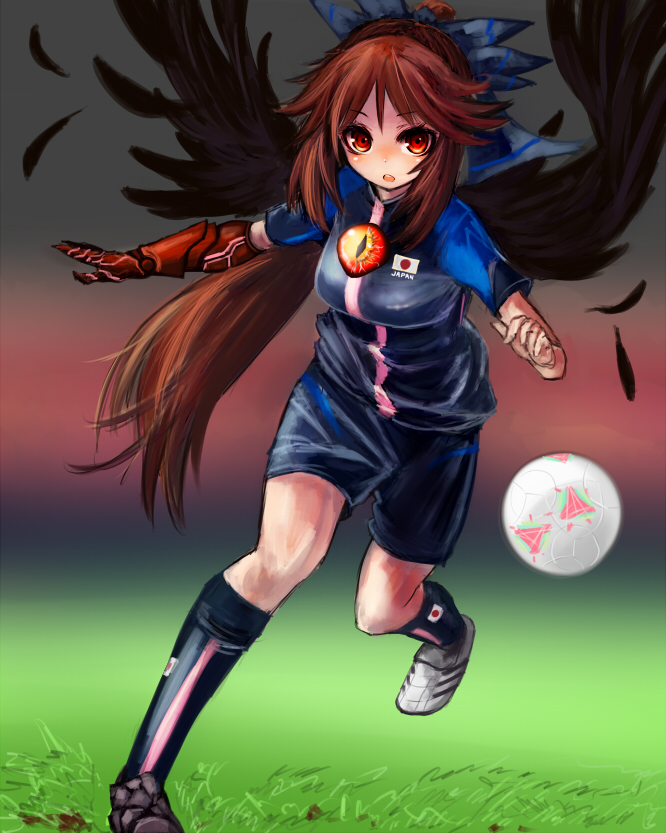 2012, 2012_summer_olympics, ball, bow, brown_hair, feathers, gobou, hair_bow