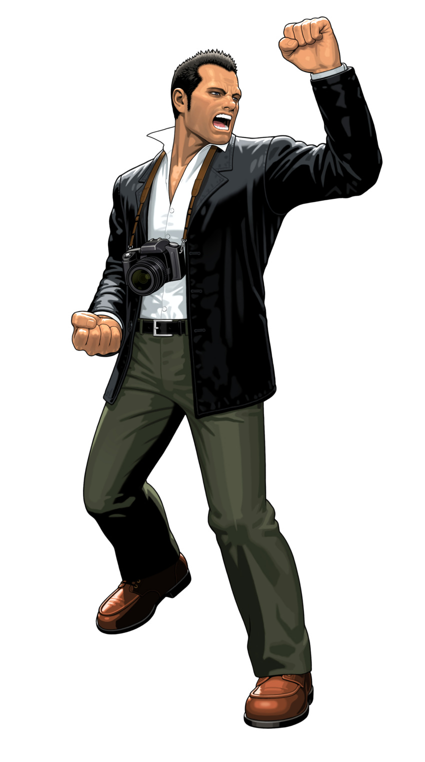 belt, camera, capcom, clenched_hands, dead_rising, dead_rising_1, frank_west, highres