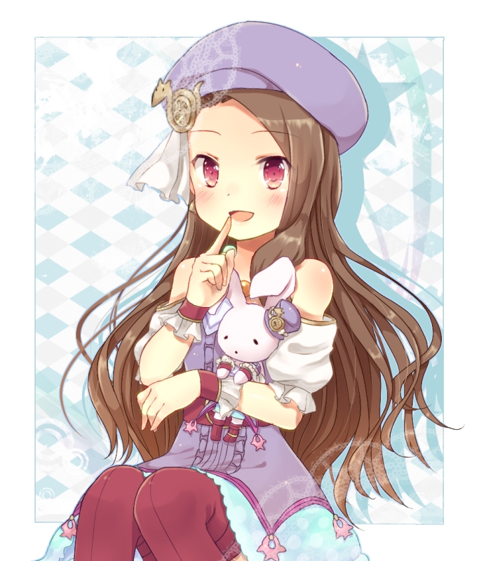 brown_hair, hat, idolmaster, long_hair, minase_iori, moe_(hamhamham), ryuuguu_komachi, smile
