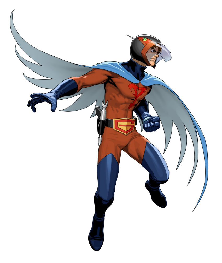 capcom, cape, gatchaman, gloves, helmet, highres, joe_the_condor, male