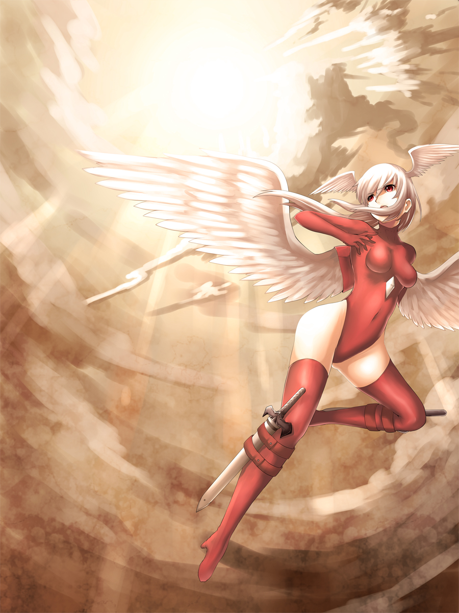 angel_wings, bodysuit, boots, final_fantasy, final_fantasy_tactics, flying, head_wings, highres