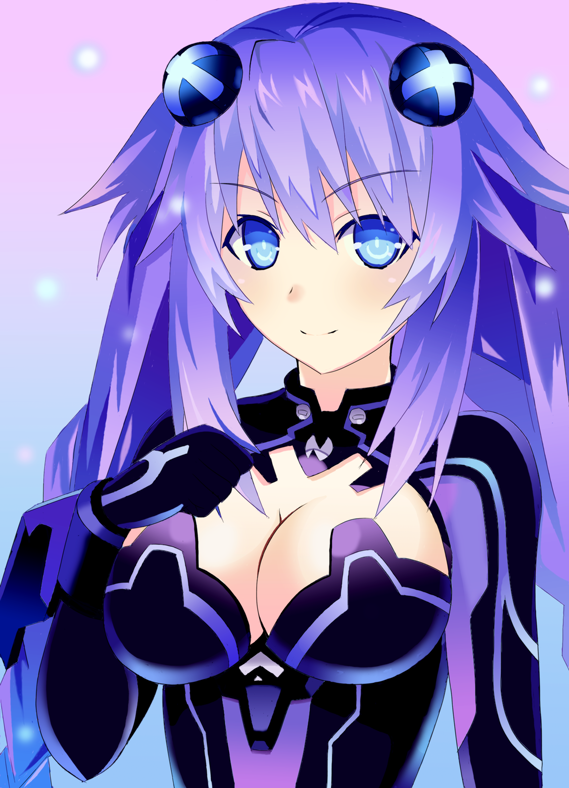 blue_eyes, braid, breasts, choujigen_game_neptune, cleavage, cleavage_cutout, hair_ornament, kami_jigen_game_neptune_v