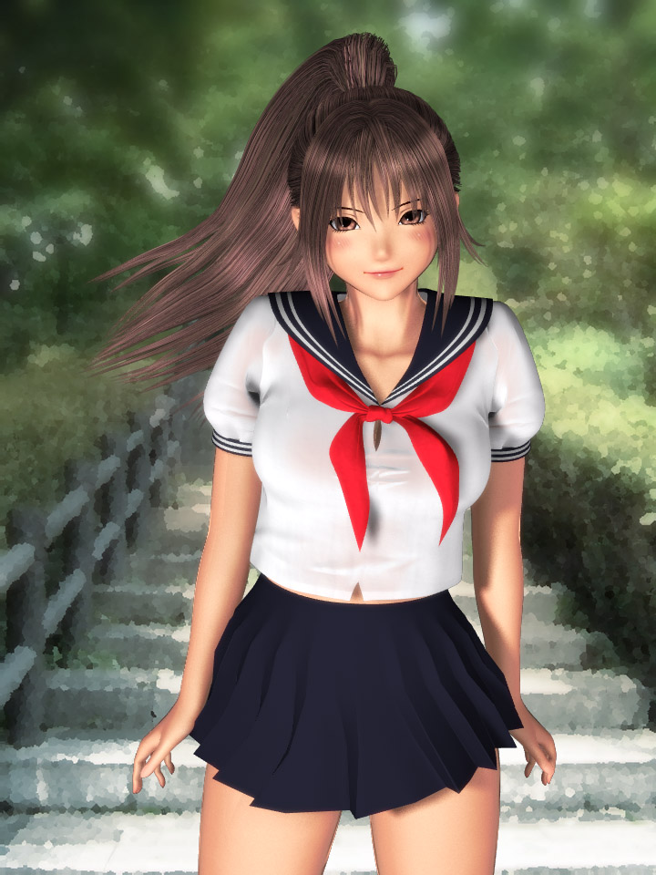 3d, artist_request, blush, breasts, brown_eyes, brown_hair, ichigo_100_percent, kitaoji_satsuki