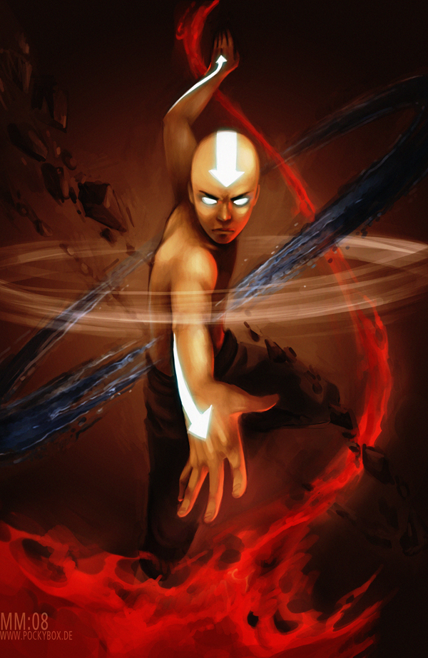 1boy, aang, aerokinesis, avatar:_the_last_airbender, avatar_state, bald, earth_(element), element_bending