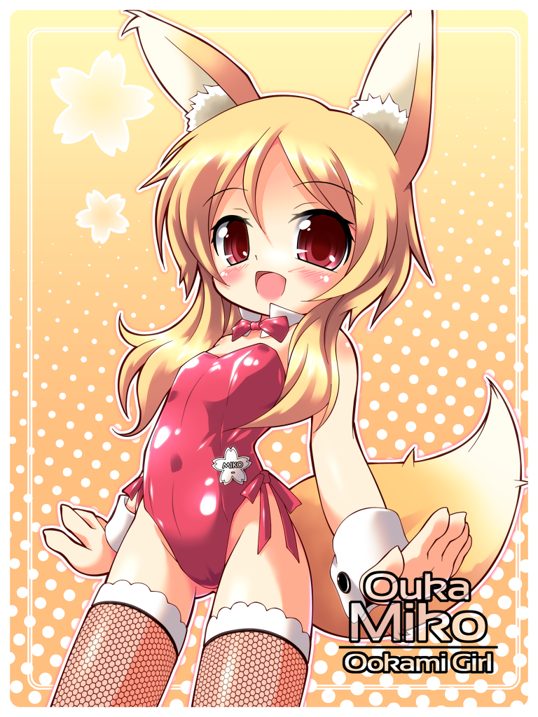 animal_ears, blonde_hair, bowtie, bunnysuit, detached_collar, fishnet_legwear, fishnets, leotard