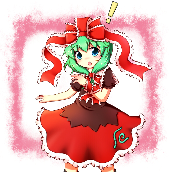 akagaminanoka, blue_eyes, bow, collar, dress, fang, frills, fuuen_(akagaminanoka)