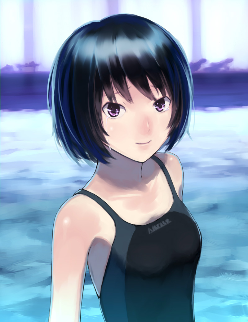 amagami, black_hair, bust, competition_swimsuit, highres, kami_(yoshipt0716), nanasaki_ai, one-piece_swimsuit