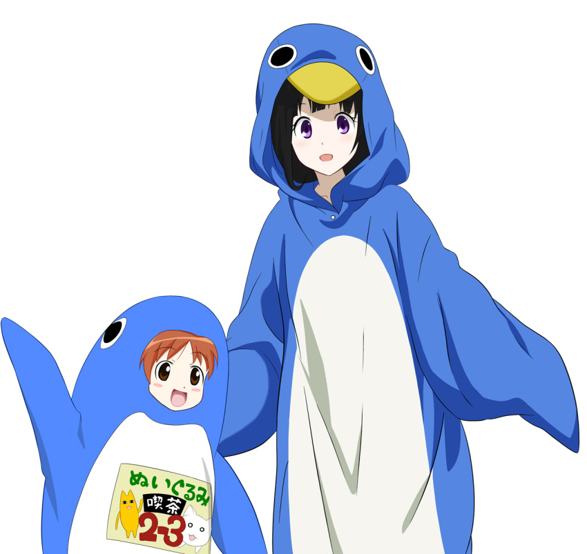 azumanga_daioh, azumanga_daiou, bird, child, chitanda_eru, chiyo_chichi, cosplay, crossover, fortune, highres, hyouka, mihama_chiyo, nekokoneko, penguin, penguin_costume