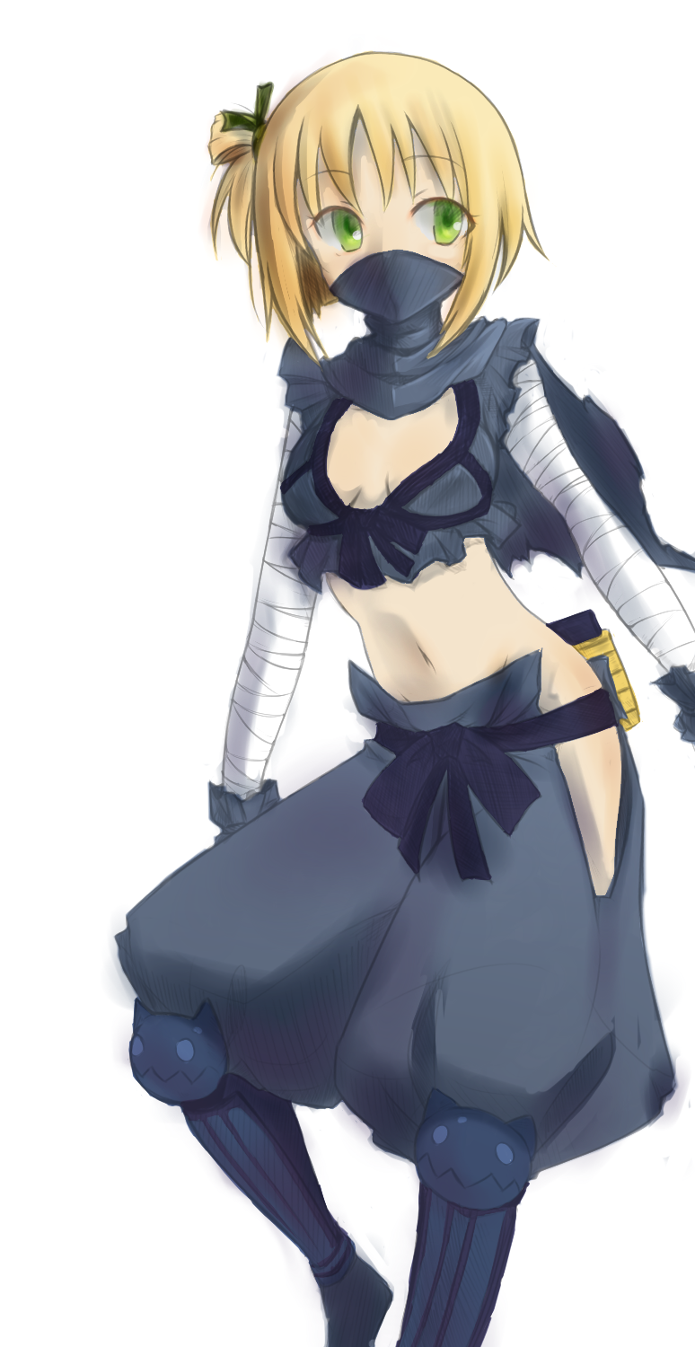 bandage, bandages, blonde_hair, breasts, colored, cosplay, disgaea, greaves