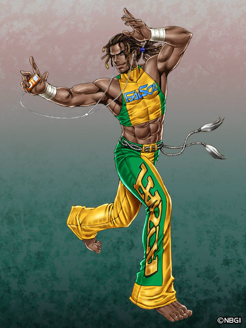 abs, baggy_pants, barefoot, belt, brazilian, brown_hair, capoeira, crop_top