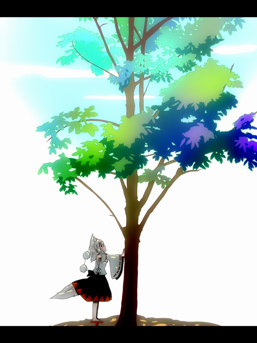 animal_ears, blush, detached_sleeves, hat, heikouidou_(seraeno), highres, inubashiri_momiji, red_eyes