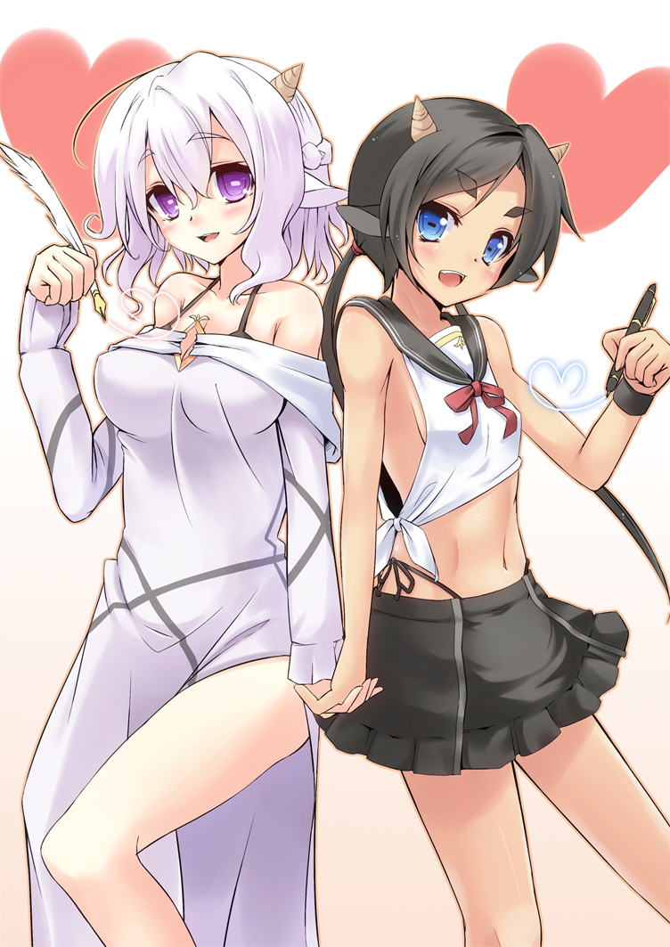 animal_ears, blue_eyes, blush, collarbone, cow_ears, eyebrows, hand_holding, holding_hands