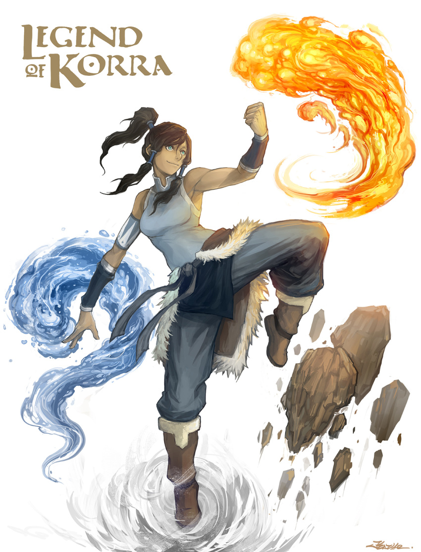 aerokinesis, air, avatar_legends, bare_shoulders, blue_eyes, breasts, brown_hair, dark_skin
