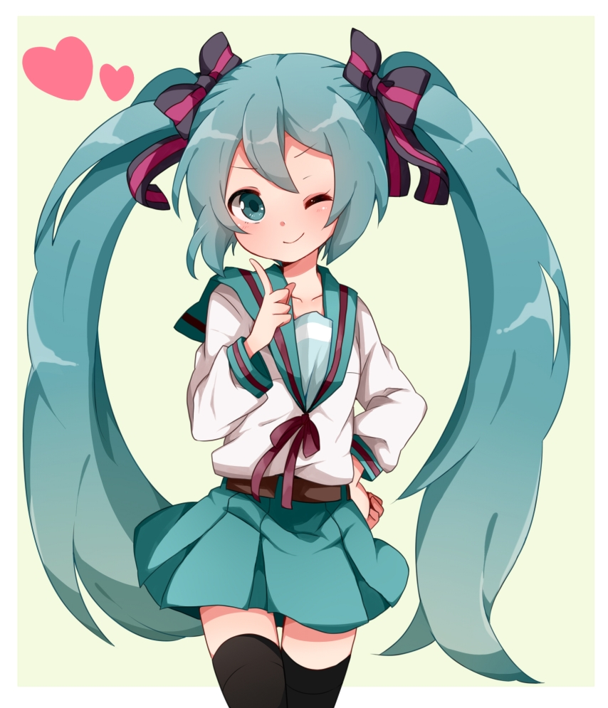 aqua_eyes, aqua_hair, bow, cosplay, ebo, hair_bow, hatsune_miku, heart